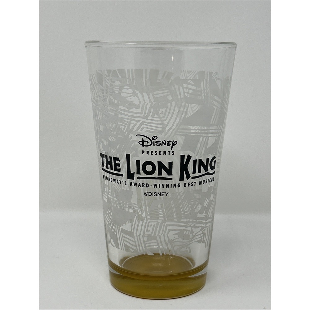 Vintage Disney Lion King Mufasa‎ Pint Glass Broadway Award Musical Wh/Yellow